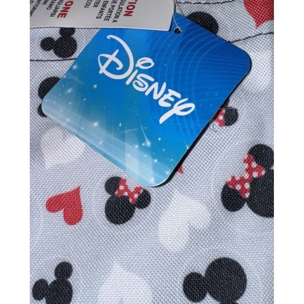 Disney Mickey & Minnie Gray Iconic Print‎ Heart Travel Tote Bag~ Licensed NWT